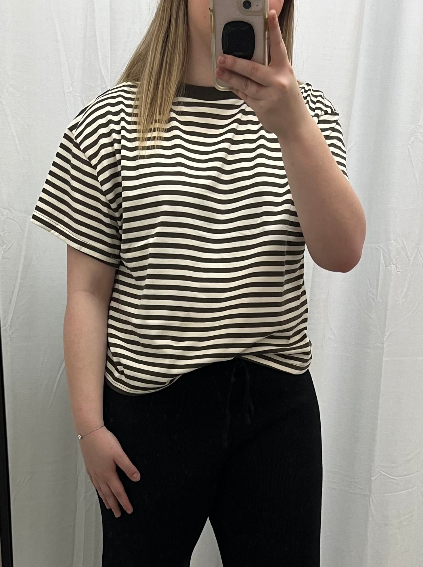 Choc/beige stripe tee
