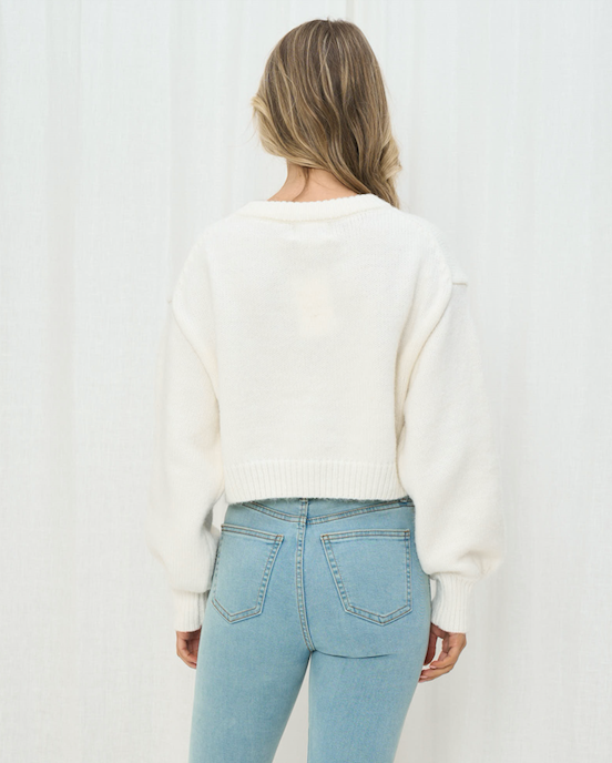 White cropped knit image 2