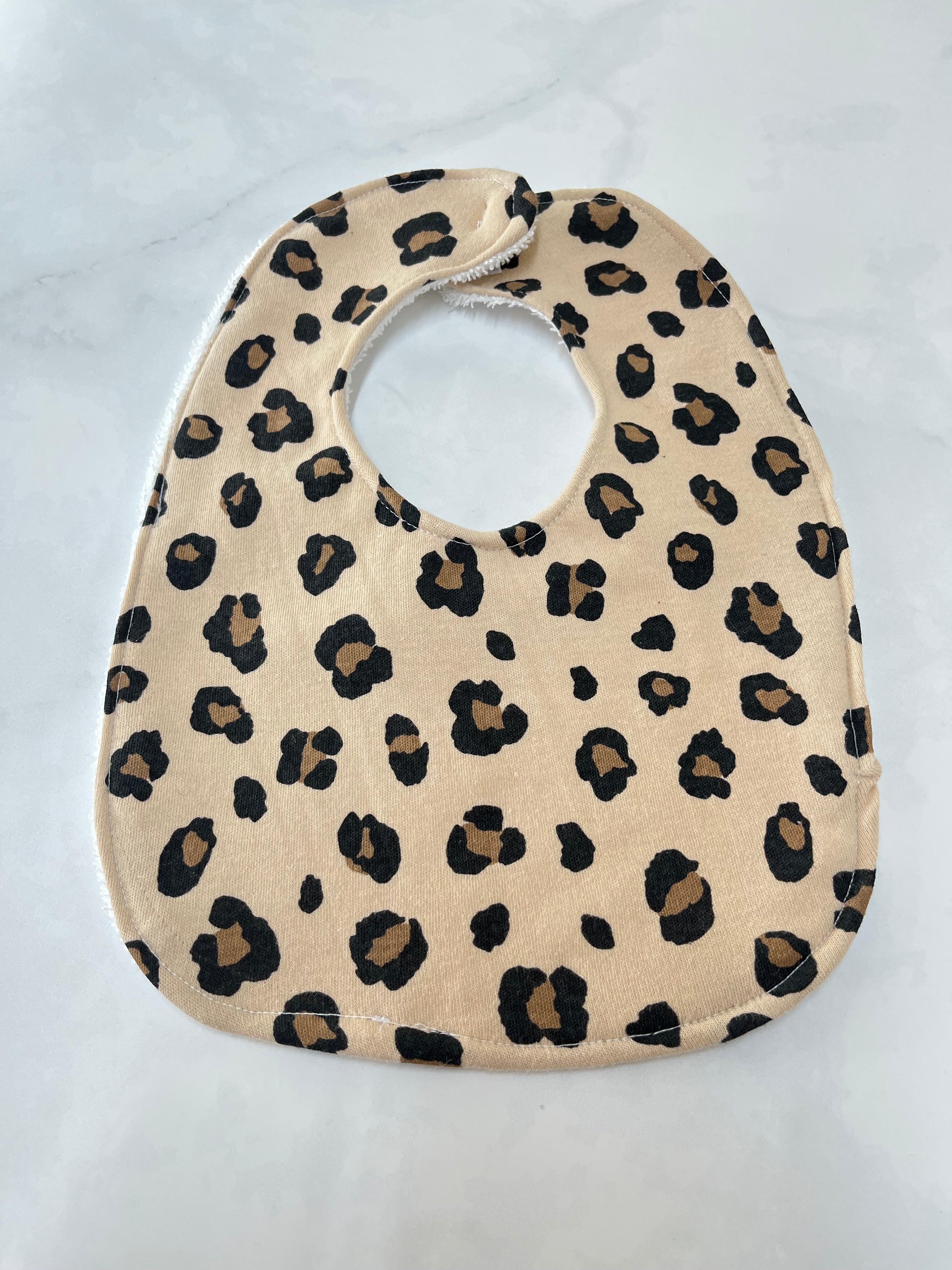 Leopard baby bib