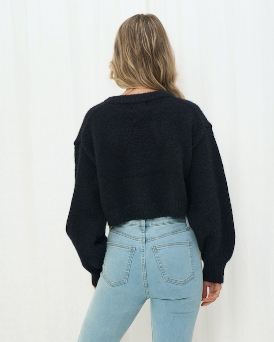 Black cropped knit image 1
