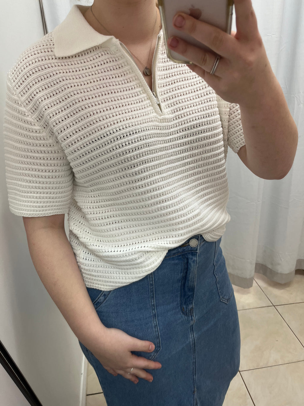 White crochet knit top image 2