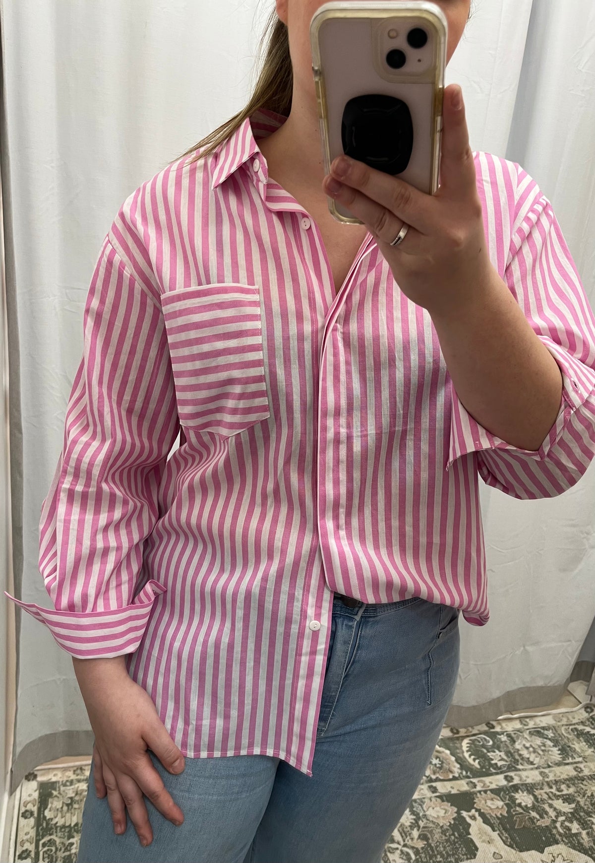 Cotton shirt pink/white