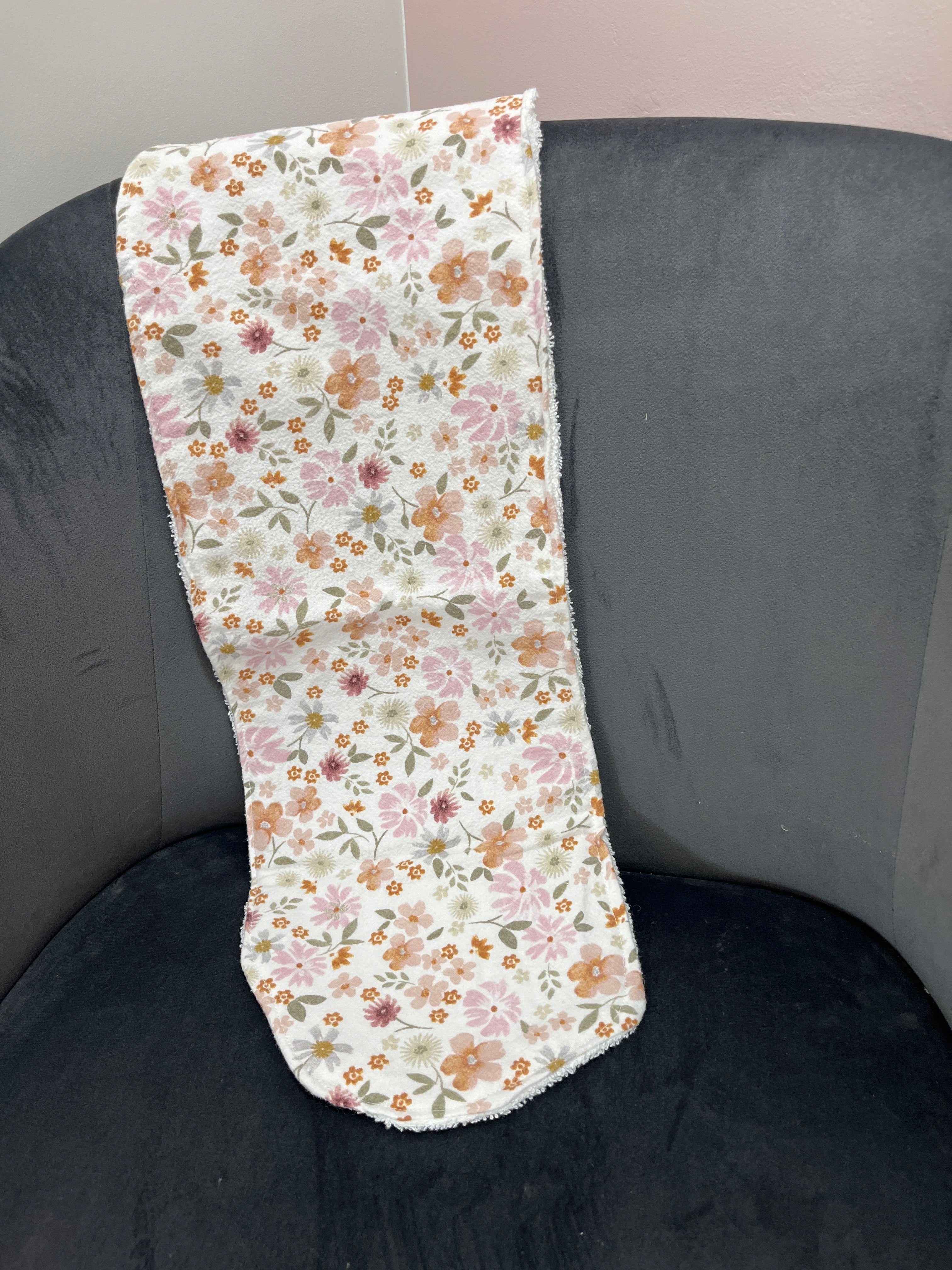 White floral burp cloth