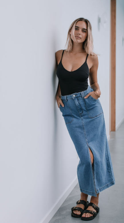 Mid blue skirt image 2