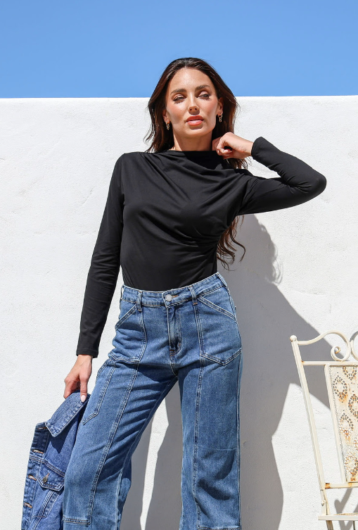 Black drape top image 2