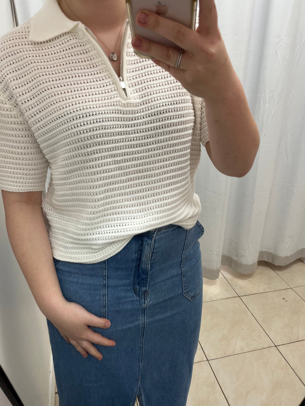 White crochet knit top image 0