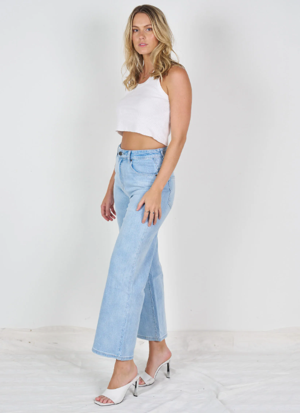 Light blue straight leg jean image 1