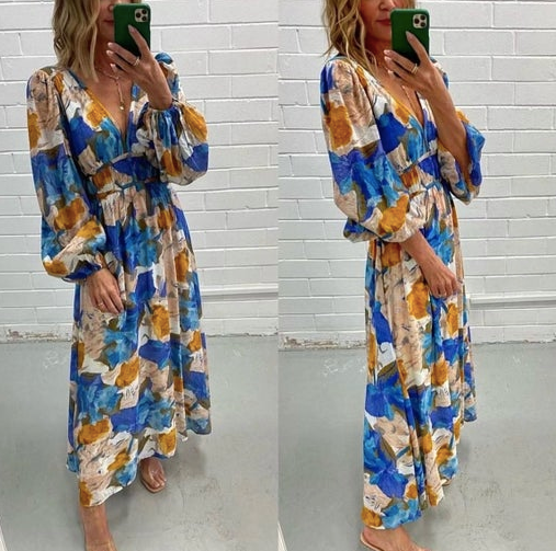 Blue mustard dress image 0