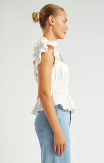 White ruffle top image 2