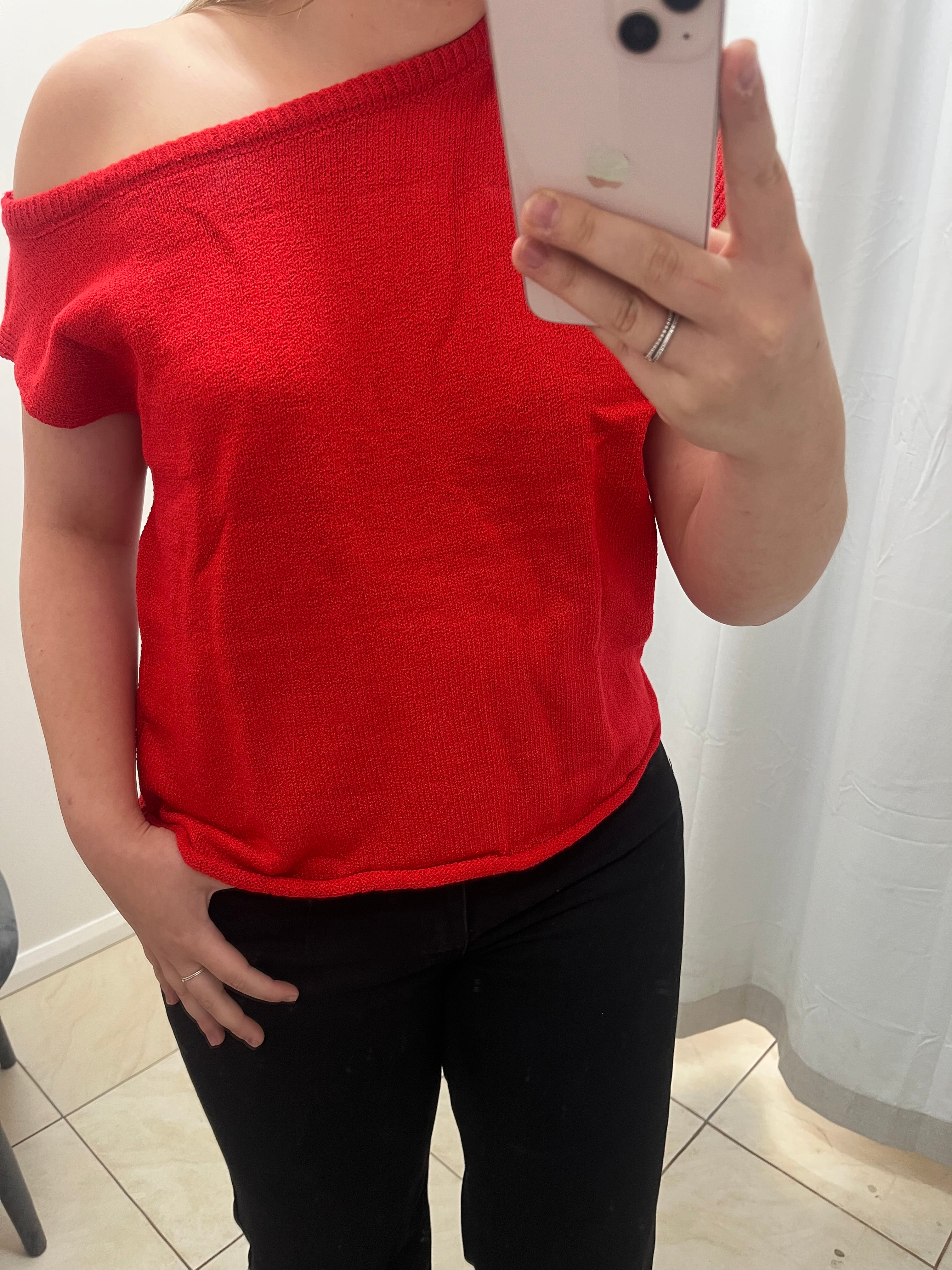 Red knit top