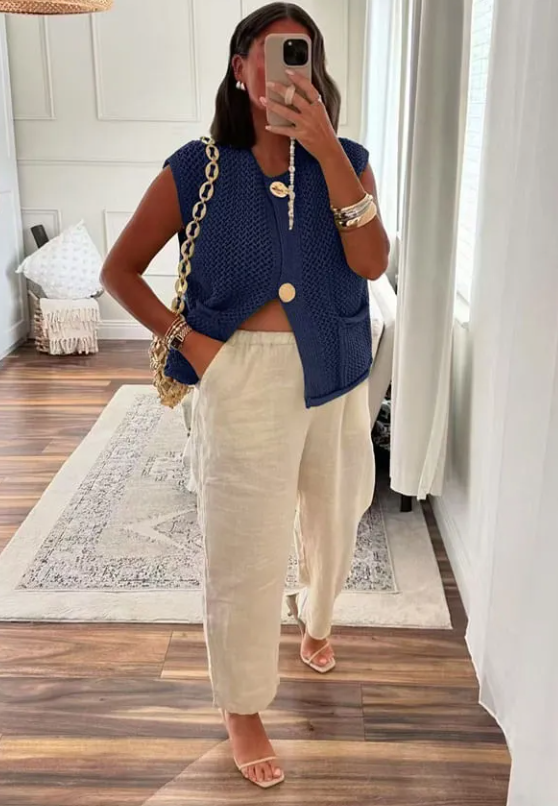 Navy knit vest image 0