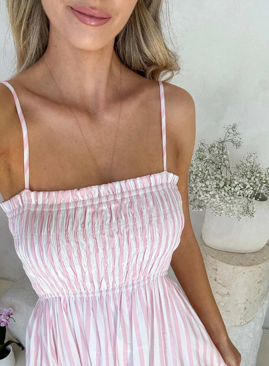 Palm cove pink stripe dress image 0