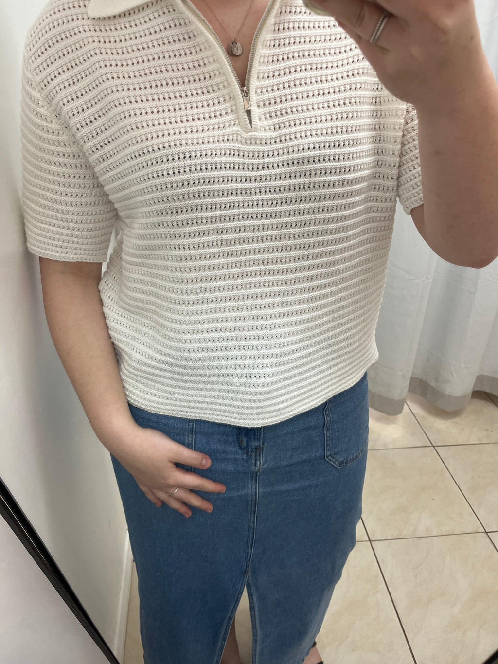White crochet knit top image 1