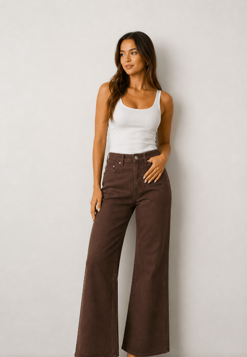 Chocolate wide leg jean