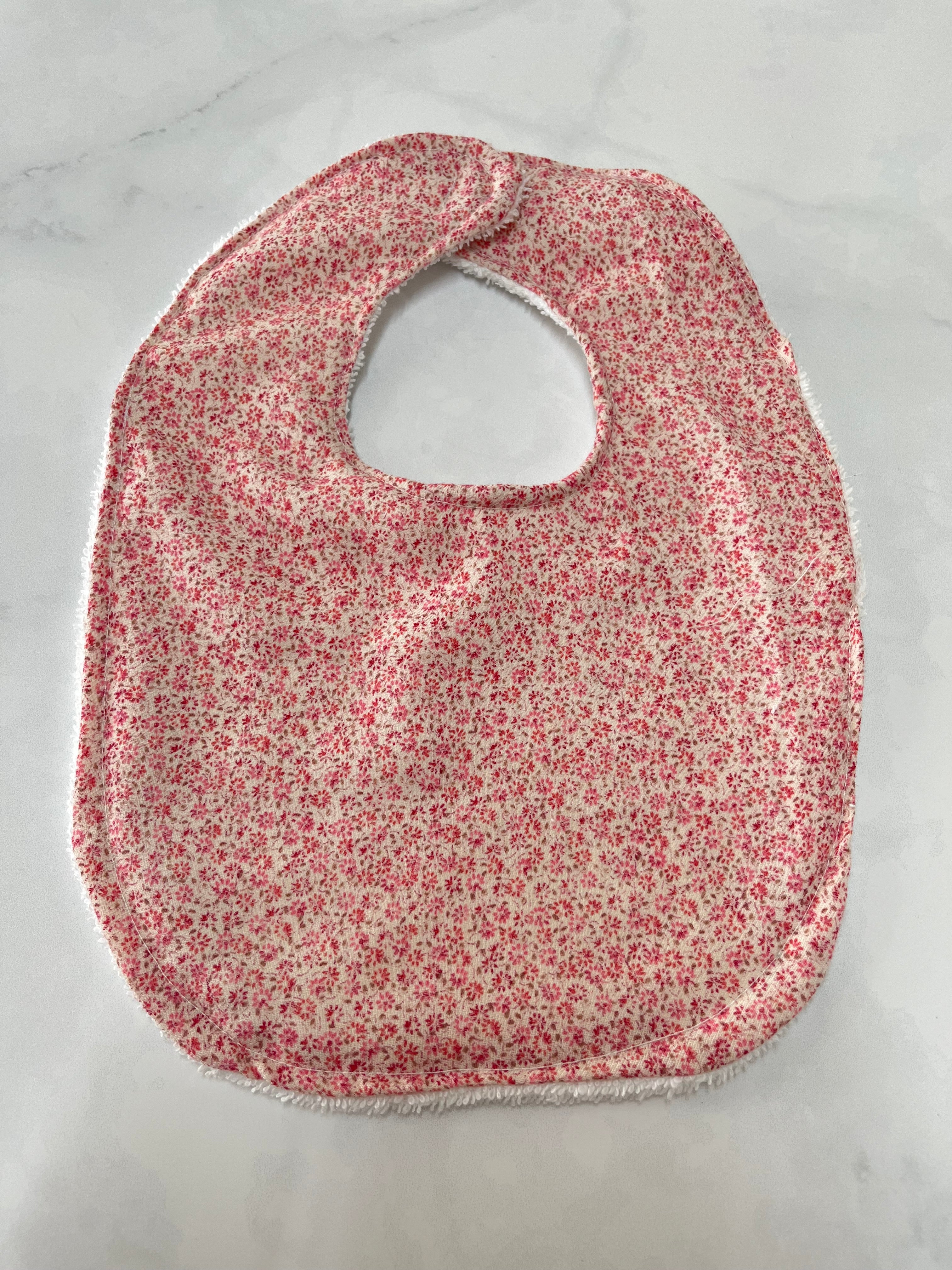 Pink floral baby bib