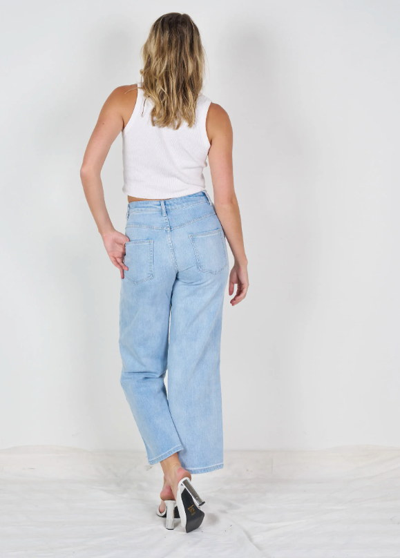 Light blue straight leg jean image 2