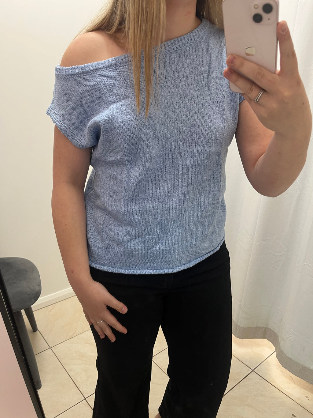 Blue knit top