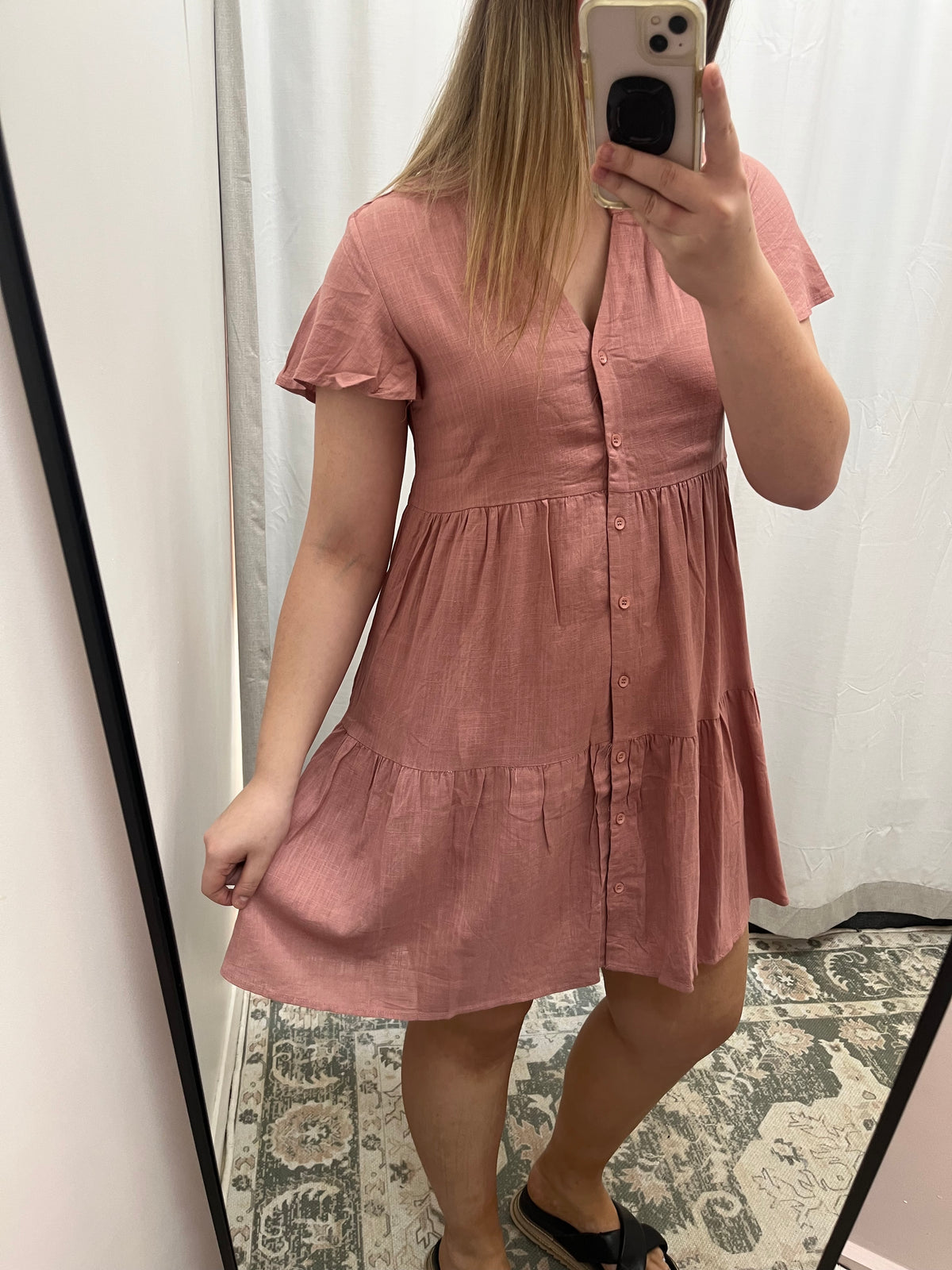 Blush linen dress