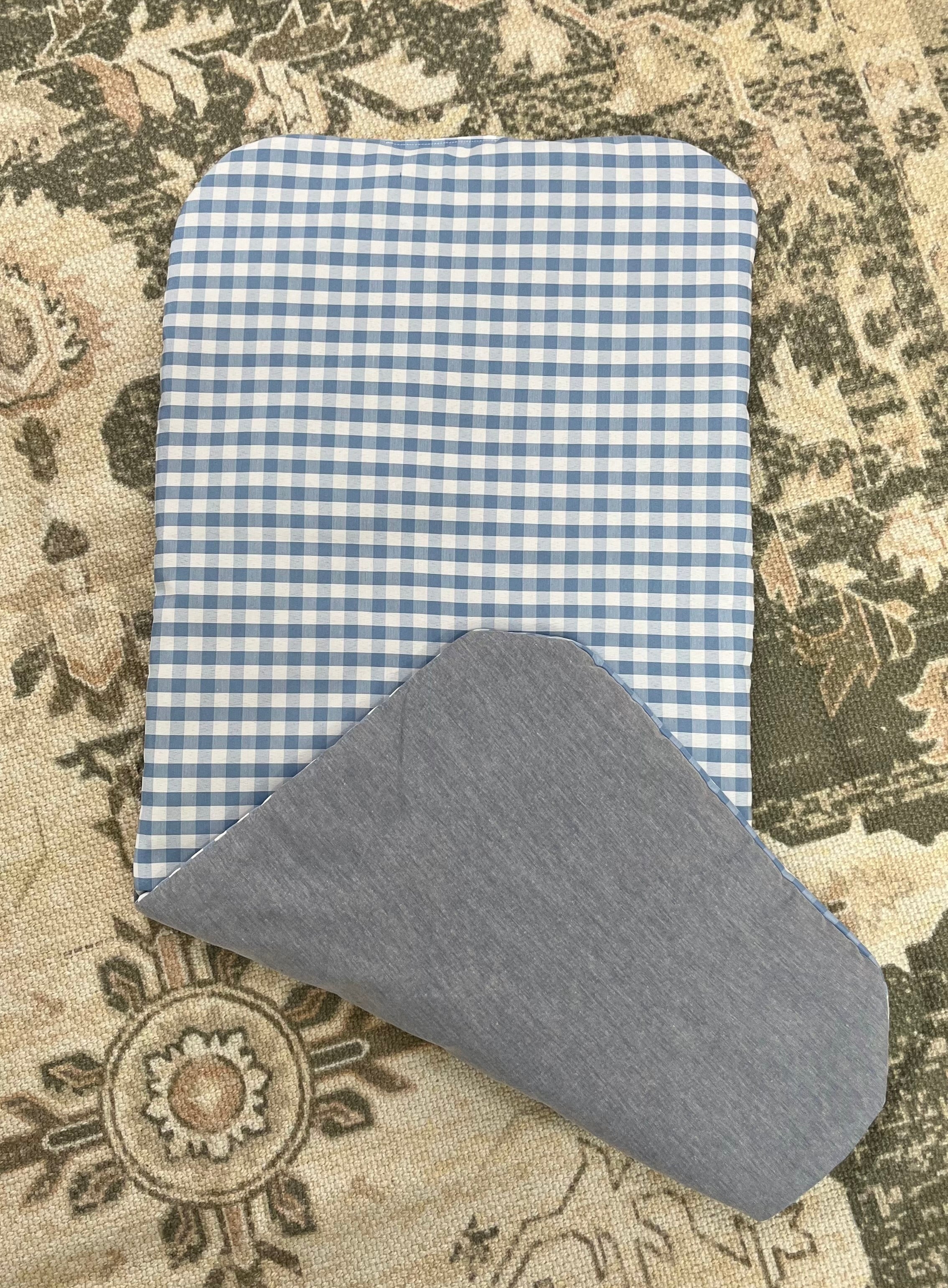 Blue gingham bassinet liner - thin