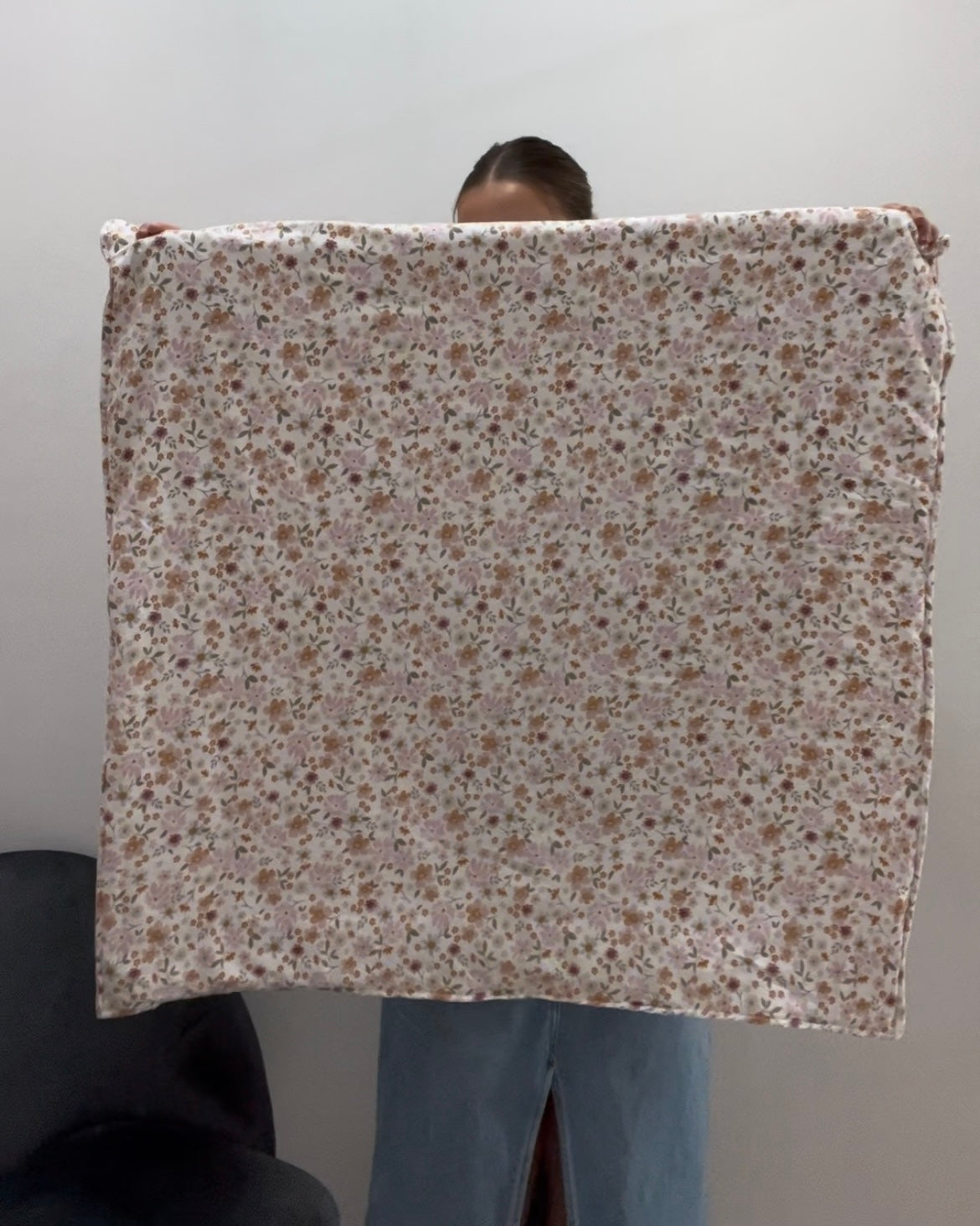 Pink floral baby blanket - APPROX 100x100cm