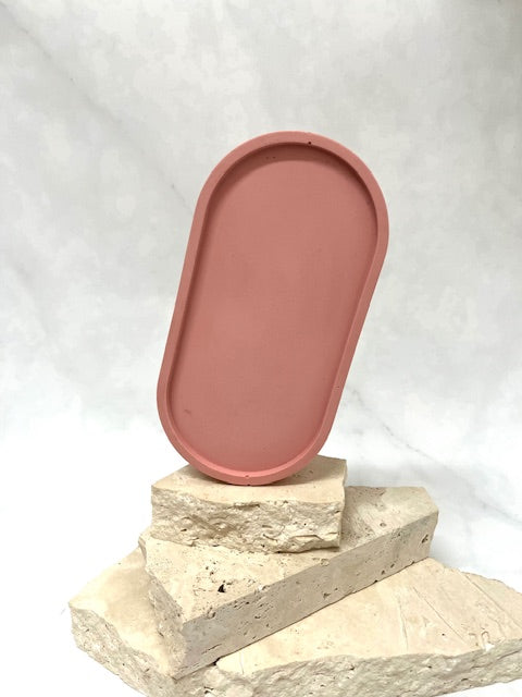 Blush oval jewellery tray