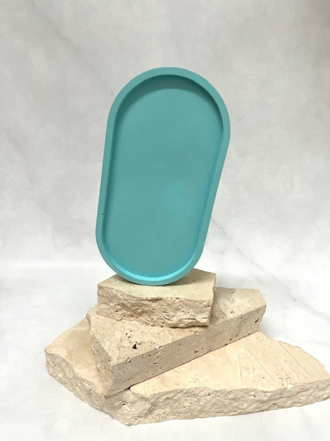 Blue oval jewellery tray