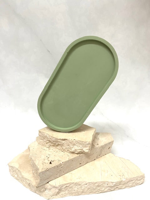 Green oval jewellery tray