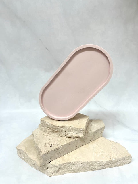 Light pink oval jewellery tray