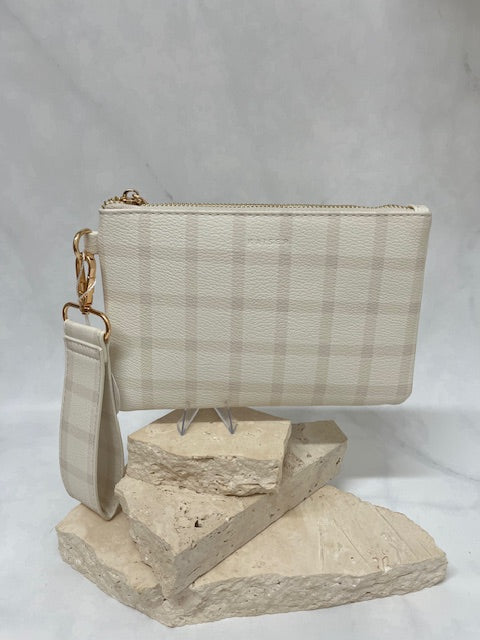 Oatmeal gingham clutch