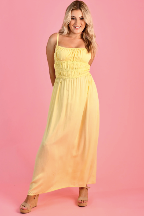 Summer maxi dress soft yellow