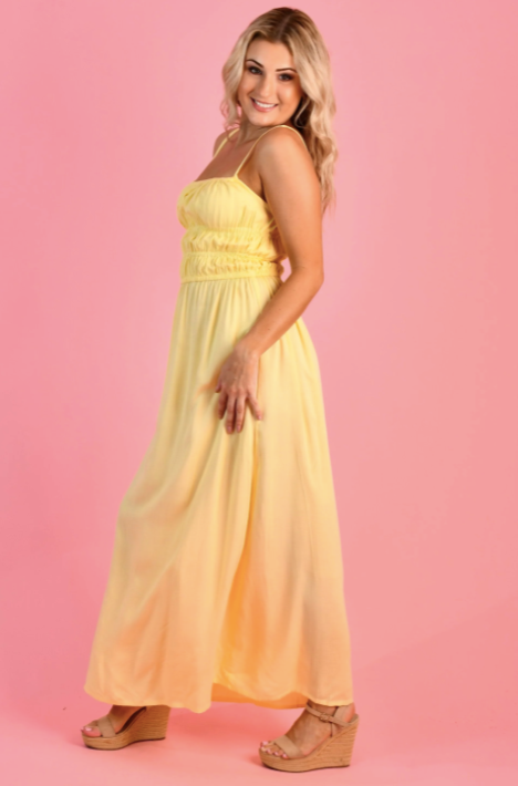 Summer maxi dress soft yellow