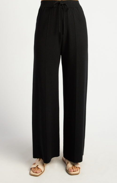 Front seam knit pant - black