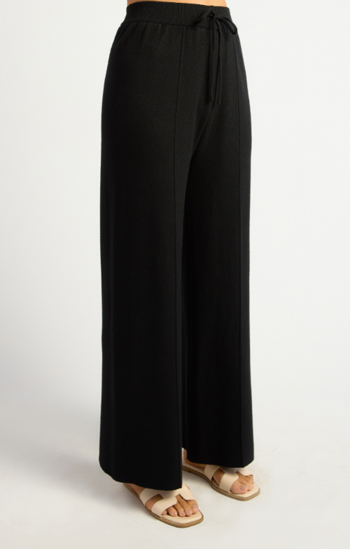 Front seam knit pant - black