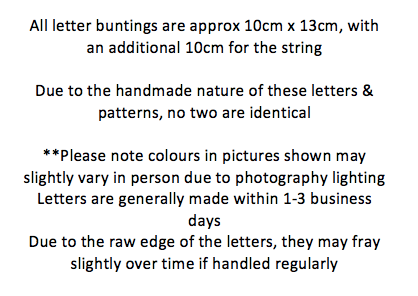 Individual letter bunting