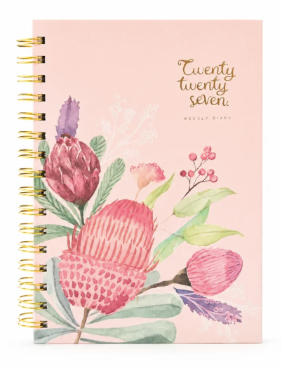 Pink eucalyptus weekly diary