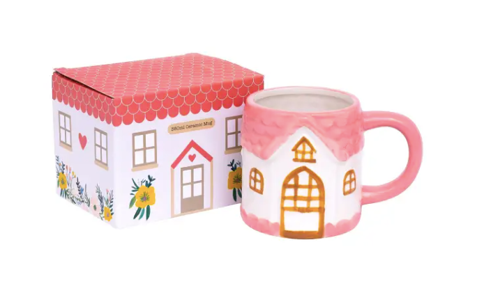 Cottage grove pink house mug