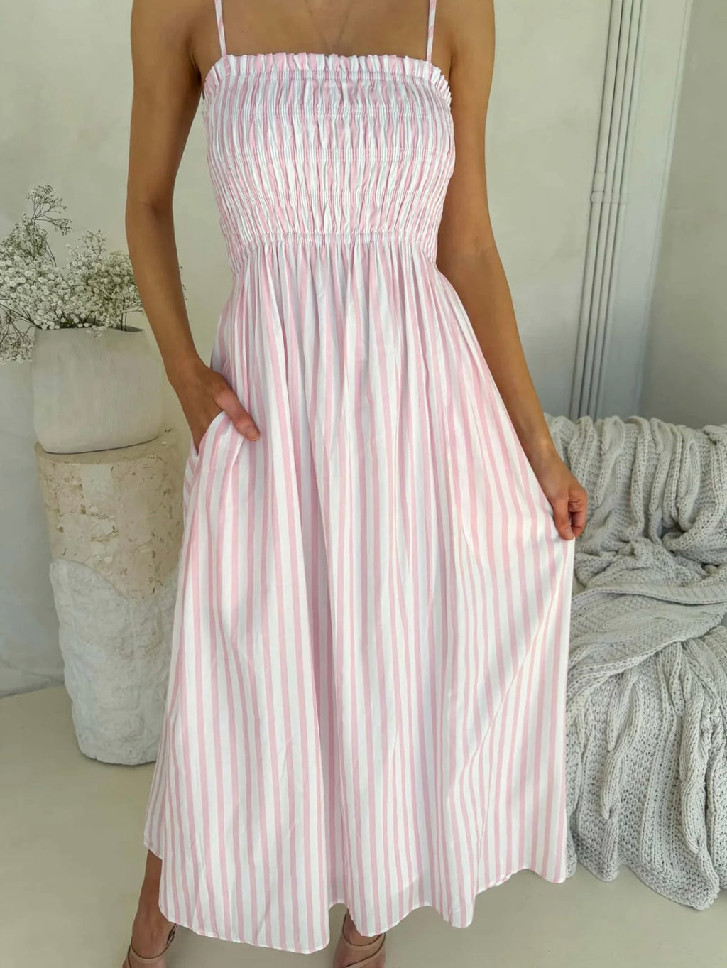 Palm cove pink stripe dress image 1