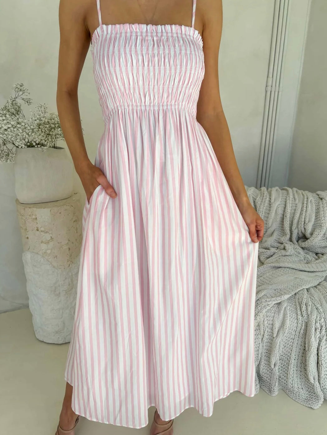 Palm cove pink stripe dress image 1