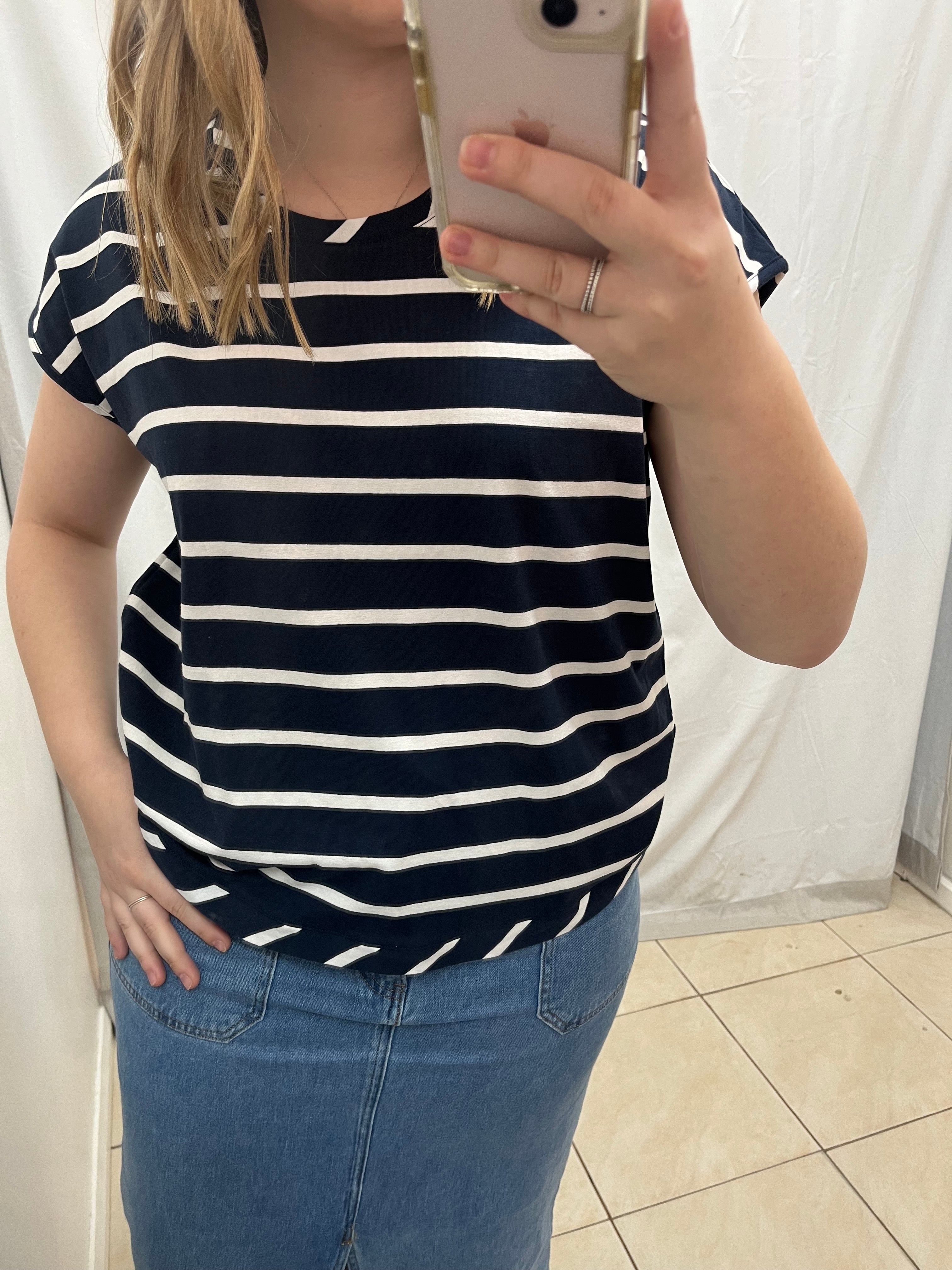 Shell tee navy stripe image 0