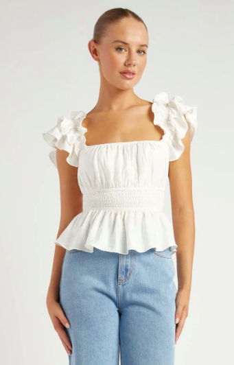 White ruffle top image 0