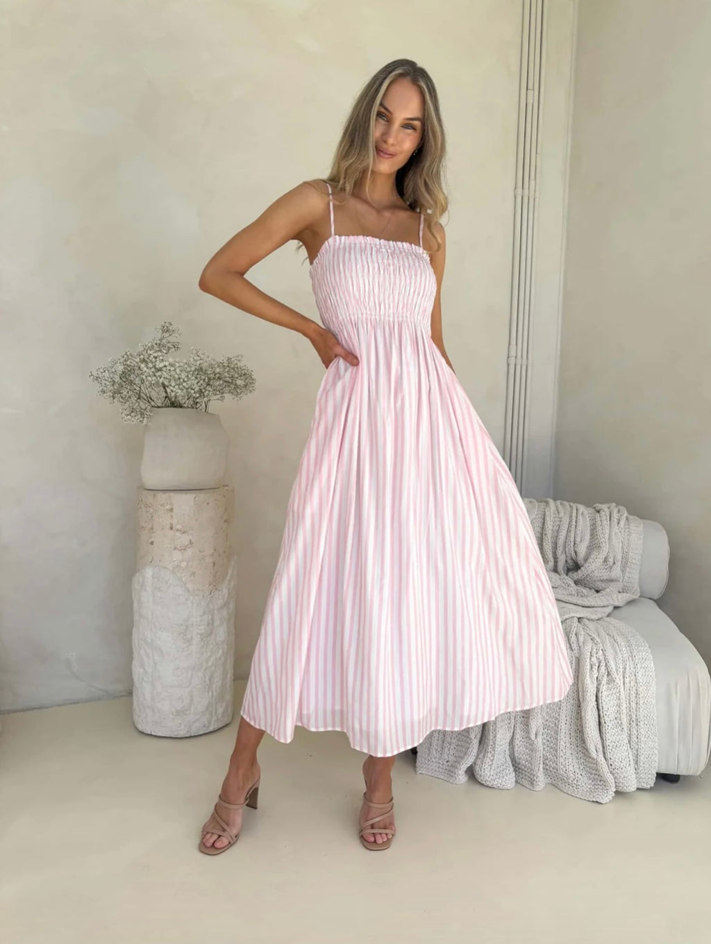 Palm cove pink stripe dress image 2