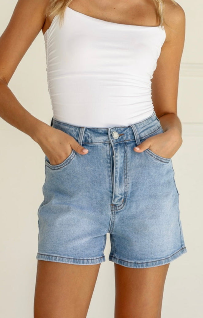 Light blue denim short image 1